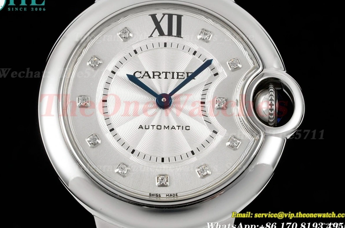 Ballon SS Bleu Ladies 33mm A076 Cartier 3KF De Dia SS Wht 1218
